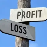 Signpost with profit and loss arrows